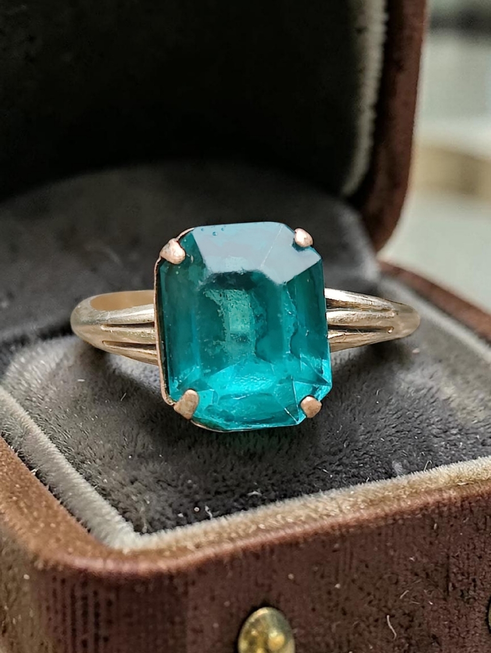 Antique 10k RGP Teal Stone By Clark And Coombs